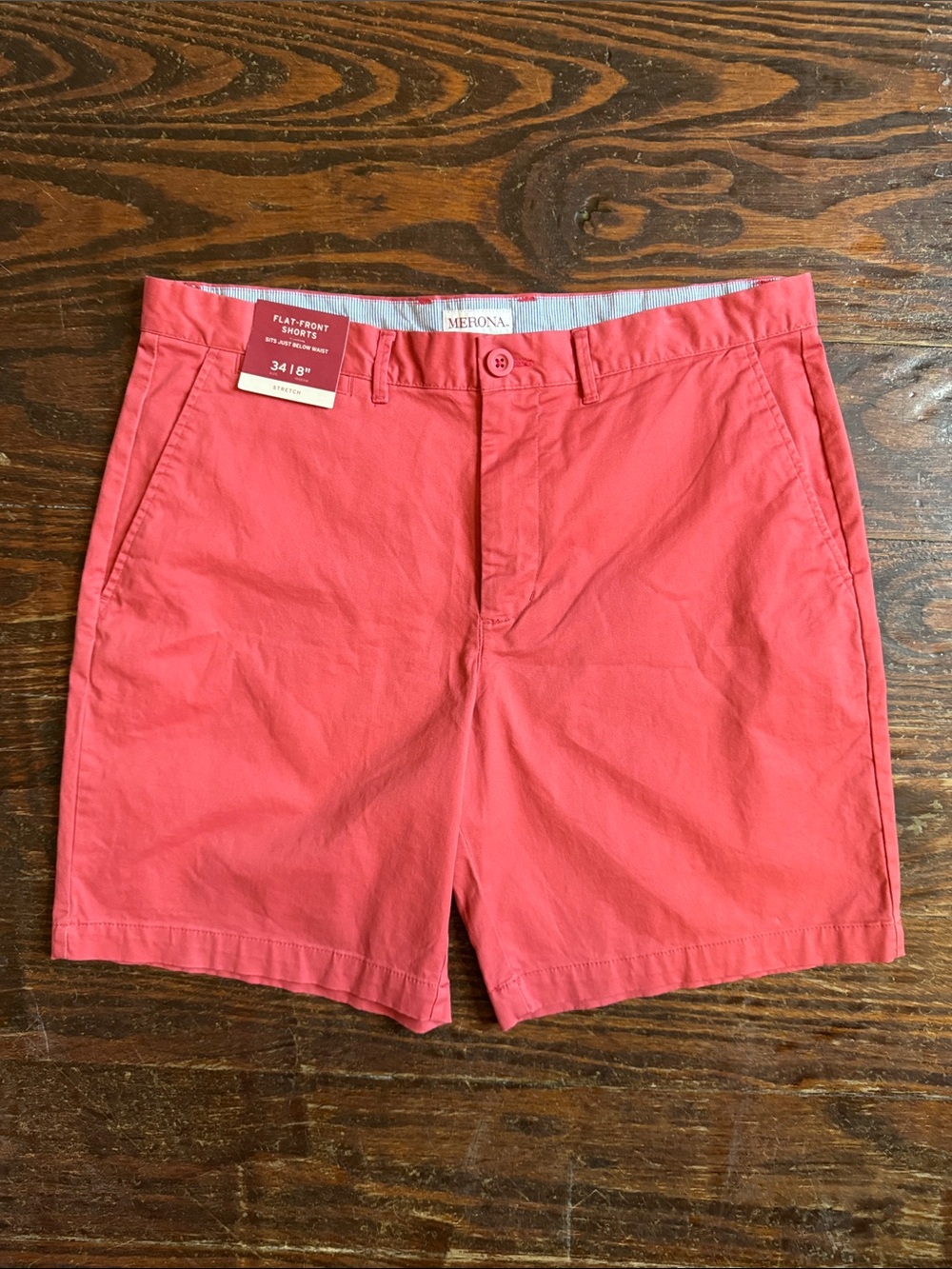 NWT Merona Coral Flat-Front Men’s 8” Shorts Size 34